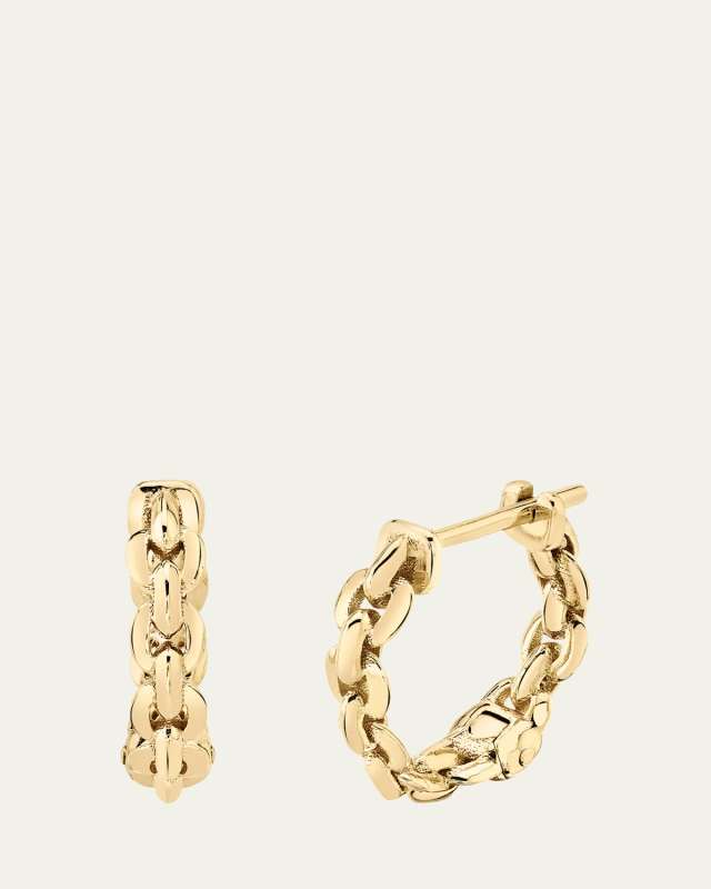 Mini Chain Huggie Earrings in 18k Yellow Gold
